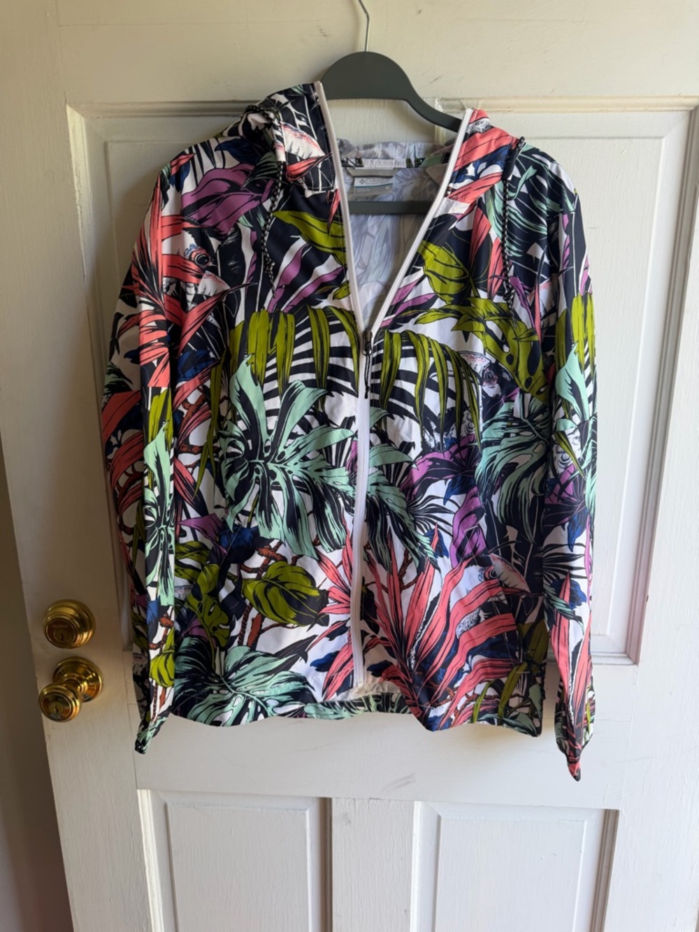 Columbia Multicolor Tropical Print Hooded Windbreaker